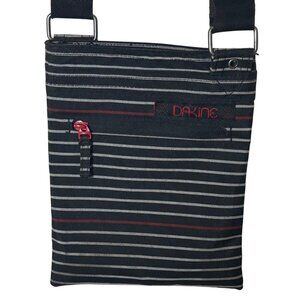 Dakine Jive Striped Crossbody Bag Black Red Adjustable Strap Travel Pouch